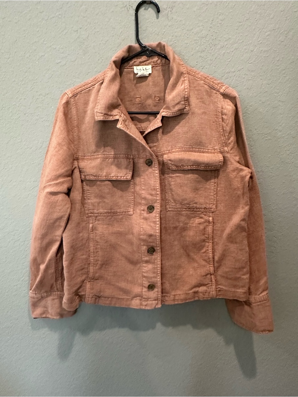 Nicole Miller linen blend button down lightweight jacket Sz M